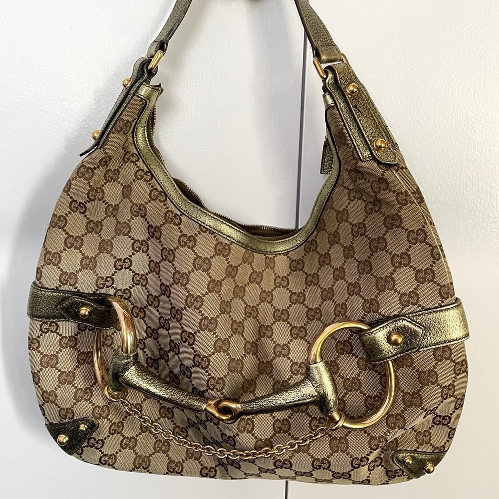Gucci Jackie O Metallic Brown GG Canvas Hobo Bag